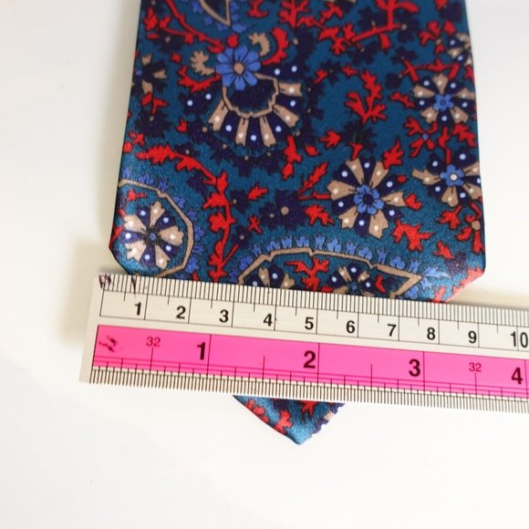 Oleg Cassini Neck Tie Mens Blue Paisley Suit Party Dress Adult Flower USA - Picture 7 of 10